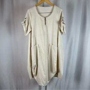 Minimalist Boho Linen Blend Small Medium Oatmeal Canvas Vacation Oversized